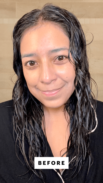 Allure managing editor Alessandra Foresto applying the Aveda Brilliant Damage Control